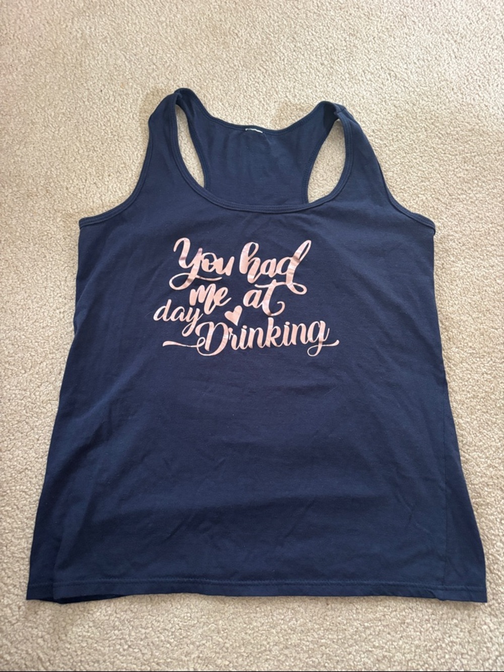 Navy Graphic Racerback Tank "You Had Me at Day Drinking"